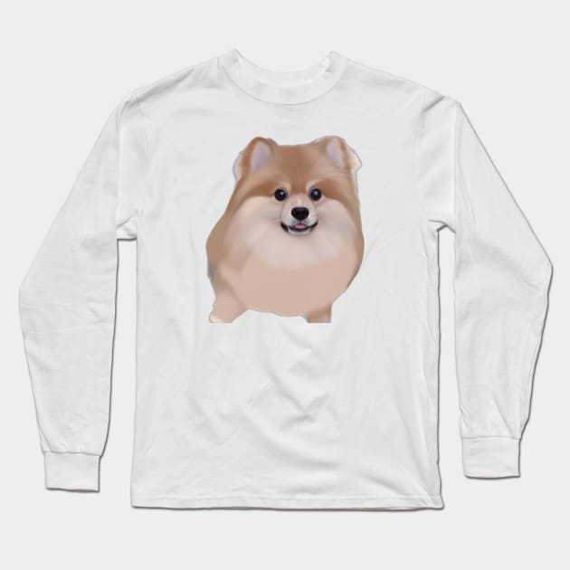 Cute Pomeranian Drawing Long Sleeve T-Shirt by Play Zoo